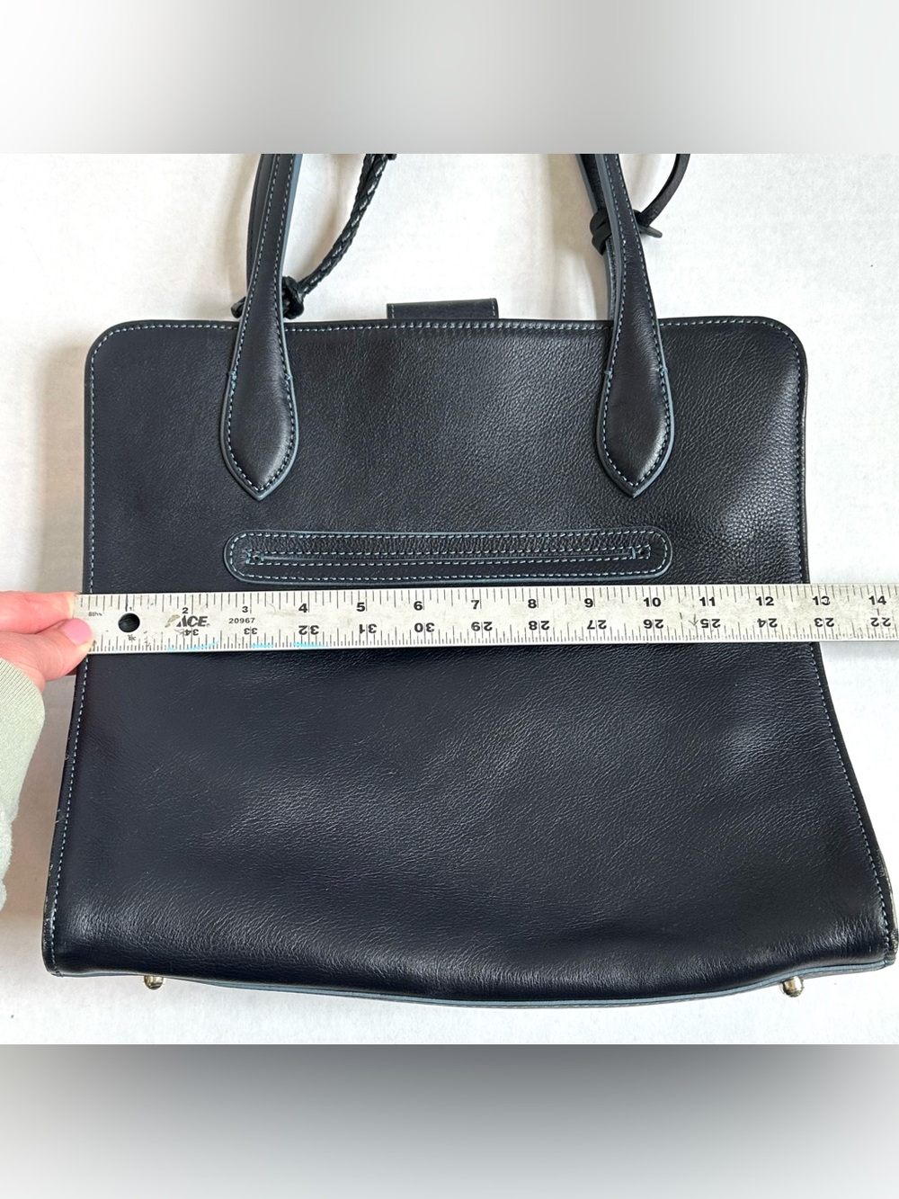 Ferrara by Brighton Navy Italian Leather Large Classic Chic Tote Bag Tassel - Picture 9 of 12